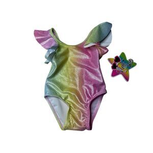Real Love Infant Girls Size 3-6 Months Bathing Suit Shimmer Rainbow Swim Suit
